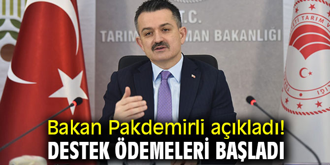 Bakan Pakdemirli açıkladı! Destek ödemeleri başladı  