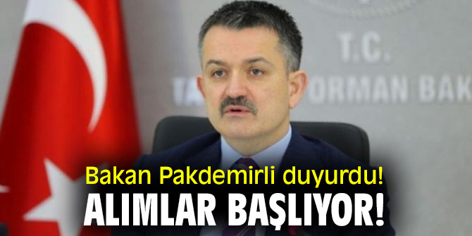 Bakan Pakdemirli duyurdu! Alımlar başlıyor!