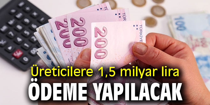 Üreticilere 1,5 milyar lira ödeme yapılacak