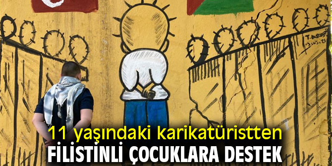 İzmir'de 11 yaşındaki karikatüristten Filistinli çocuklara destek