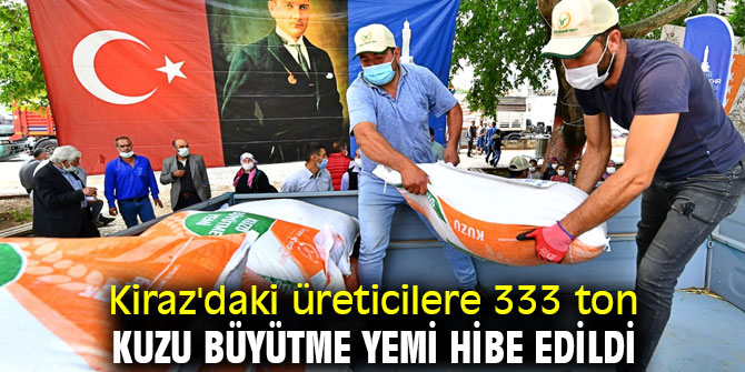 Kiraz'da  kuzu büyütme yemi hibe edildi