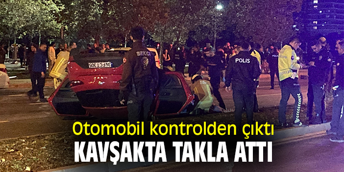 Otomobil kontrolden çıktı, kavşakta takla attı