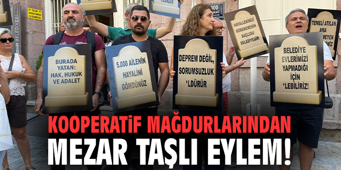 Kooperatif mağdurlarından mezar taşlı eylem!