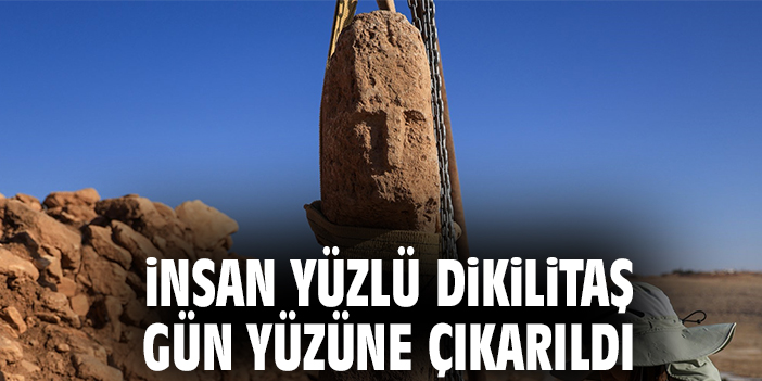 İnsan yüzlü dikilitaş gün yüzüne çıkarıldı