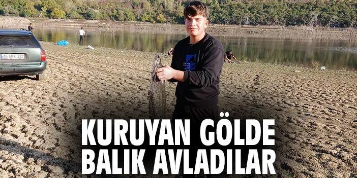 Kuruyan gölde balık avladılar