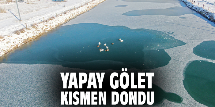 Yapay gölet kısmen dondu