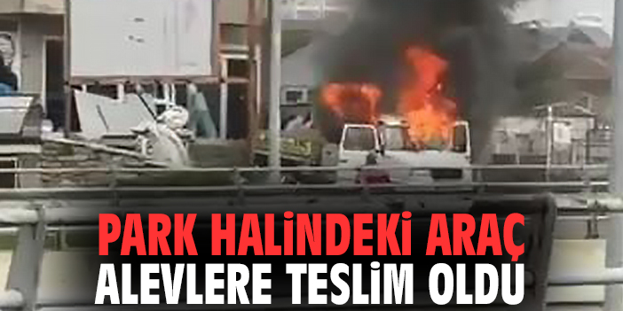 Park halindeki araç alevlere teslim oldu