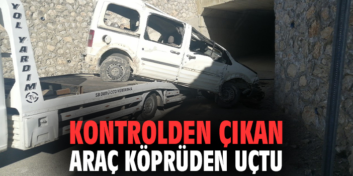 Kontrolden çıkan araç köprüden uçtu