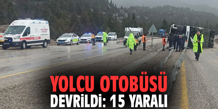 Yolcu otobüsü devrildi: 15 yaralı