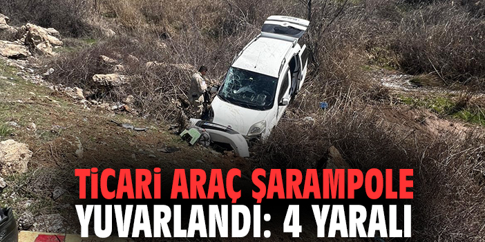 Ticari araç şarampole yuvarlandı: 4 yaralı