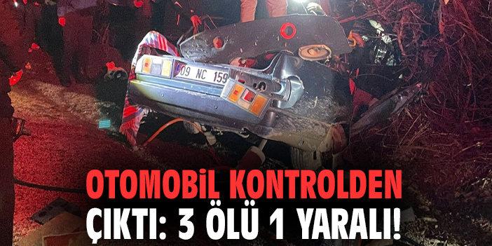 Otomobil kontrolden çıktı: 3 ölü 1 yaralı!