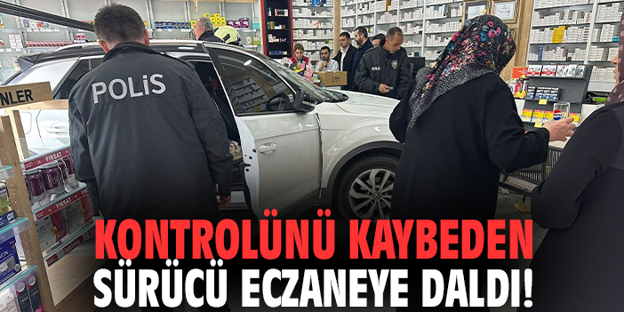 Kontrolünü kaybeden sürücü eczaneye daldı!