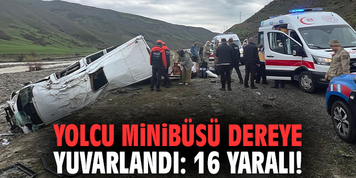 Yolcu minibüsü dereye yuvarlandı: 16 yaralı!