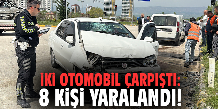 İki otomobil çarpıştı: 8 kişi yaralandı!