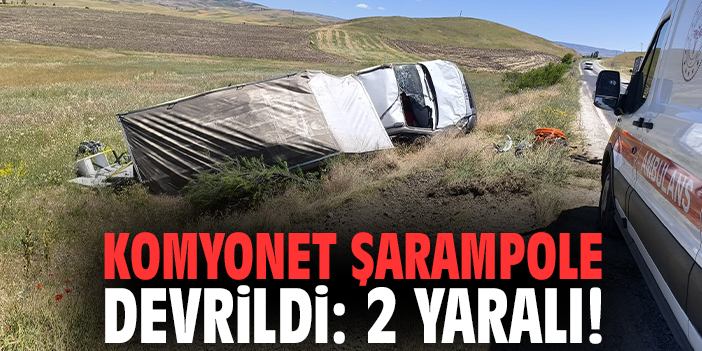 Komyonet şarampole devrildi: 2 yaralı!