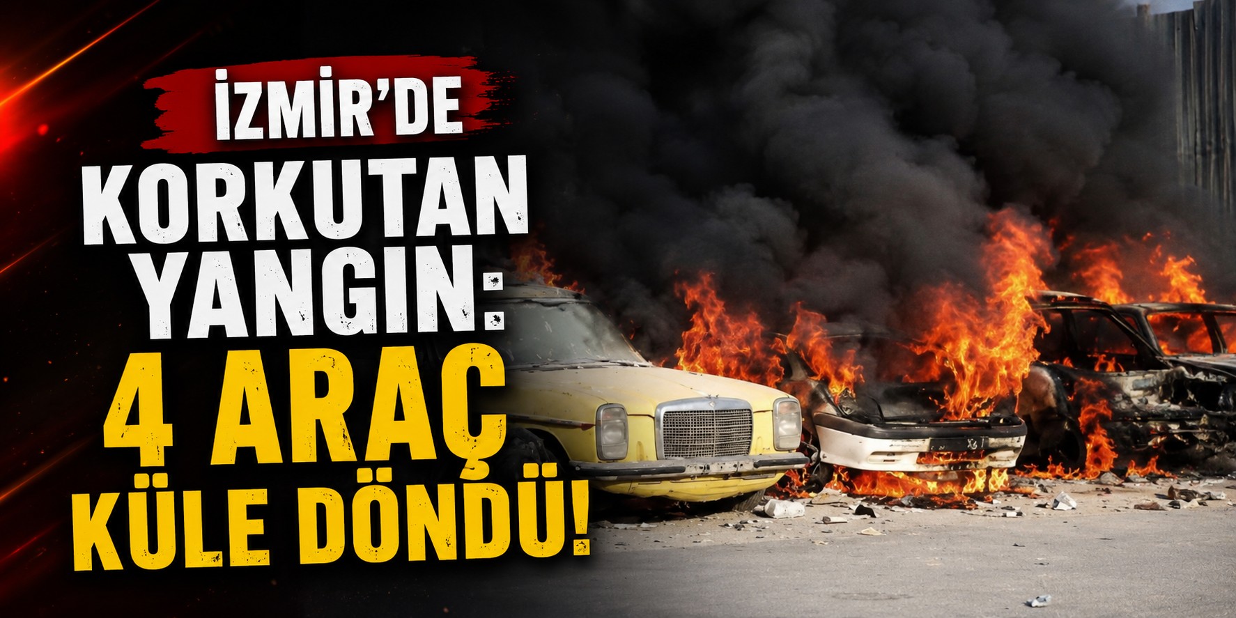 İzmir'de korkutan yangın: 4 araç küle döndü!