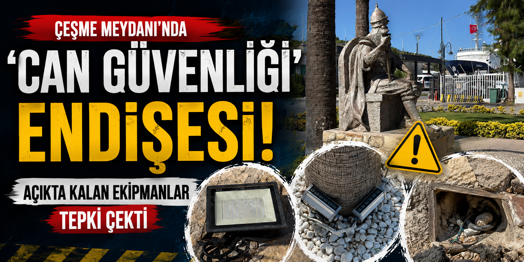 Çeşme Meydanı’nda ‘can güvenliği’ endişesi: Açıkta kalan ekipmanlar tepki çekti