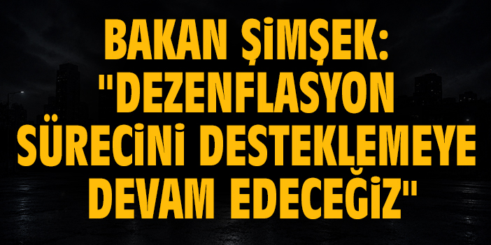 Bakan Şimşek: "Dezenflasyon sürecini desteklemeye devam edeceğiz"