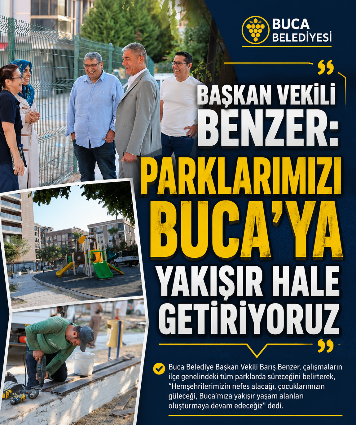 Başkan Vekili Benzer: Parklarımızı Buca’ya yakışır hale getiriyoruz