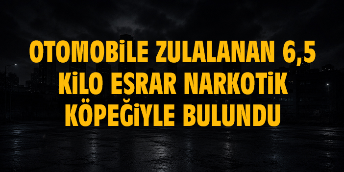 Otomobile zulalanan 6,5 kilo esrar narkotik köpeğiyle bulundu