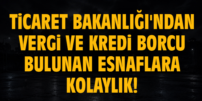Ticaret Bakanlığı'ndan vergi ve kredi borcu bulunan esnaflara kolaylık!