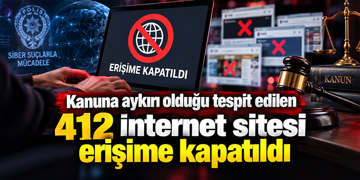 Kanuna aykırı olduğu tespit edilen 412 internet sitesi erişime kapatıldı