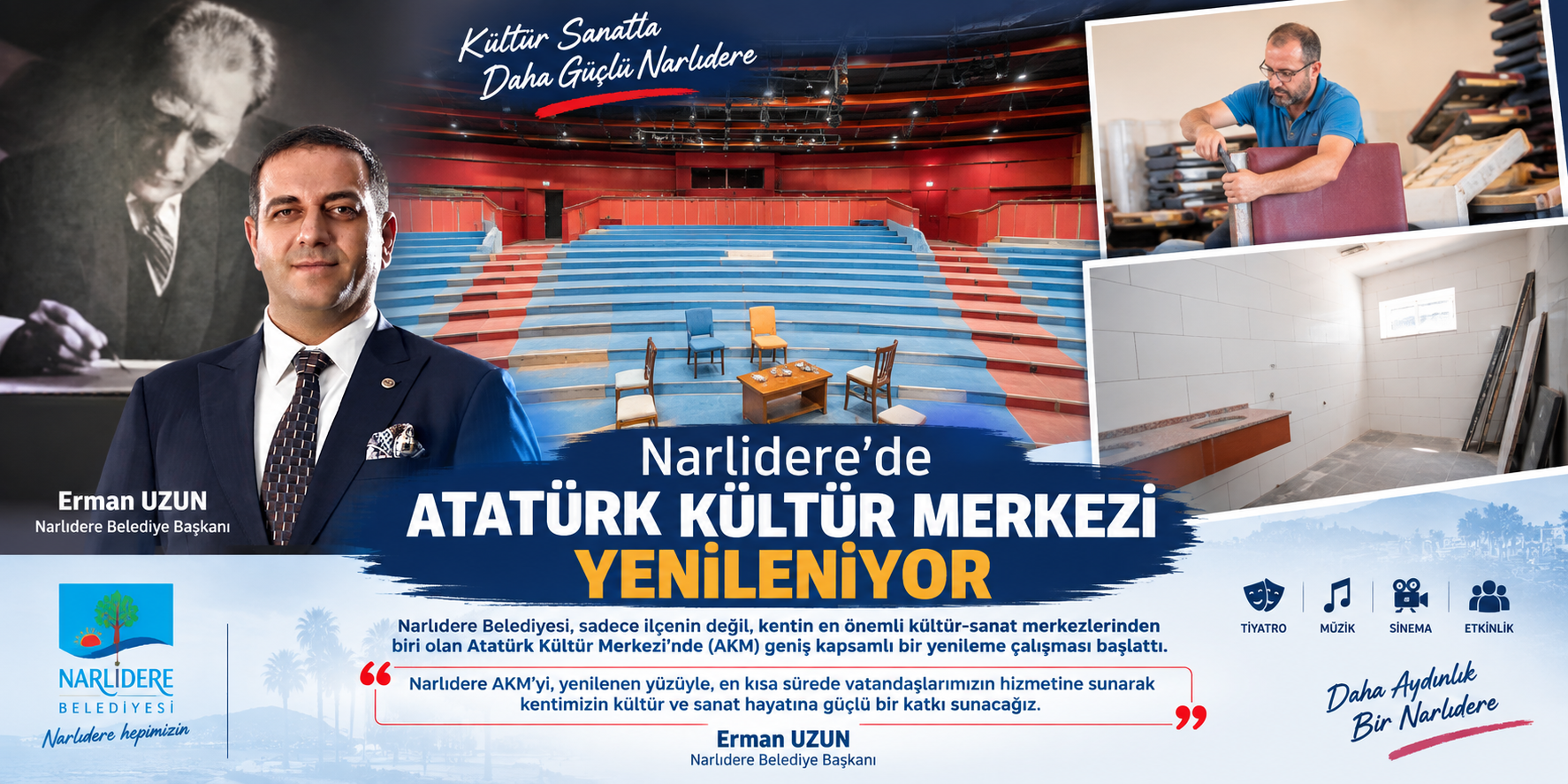 Narlıdere’de Atatürk Kültür Merkezi yenileniyor
