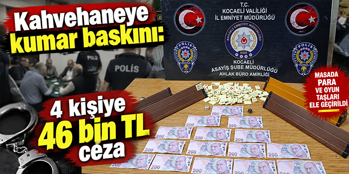 Kahvehaneye kumar baskını: 4 kişiye 46 bin TL ceza
