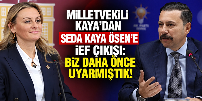 Milletvekili Kaya’dan Seda Kaya Ösen’e İEF çıkışı: Biz daha önce uyarmıştık!