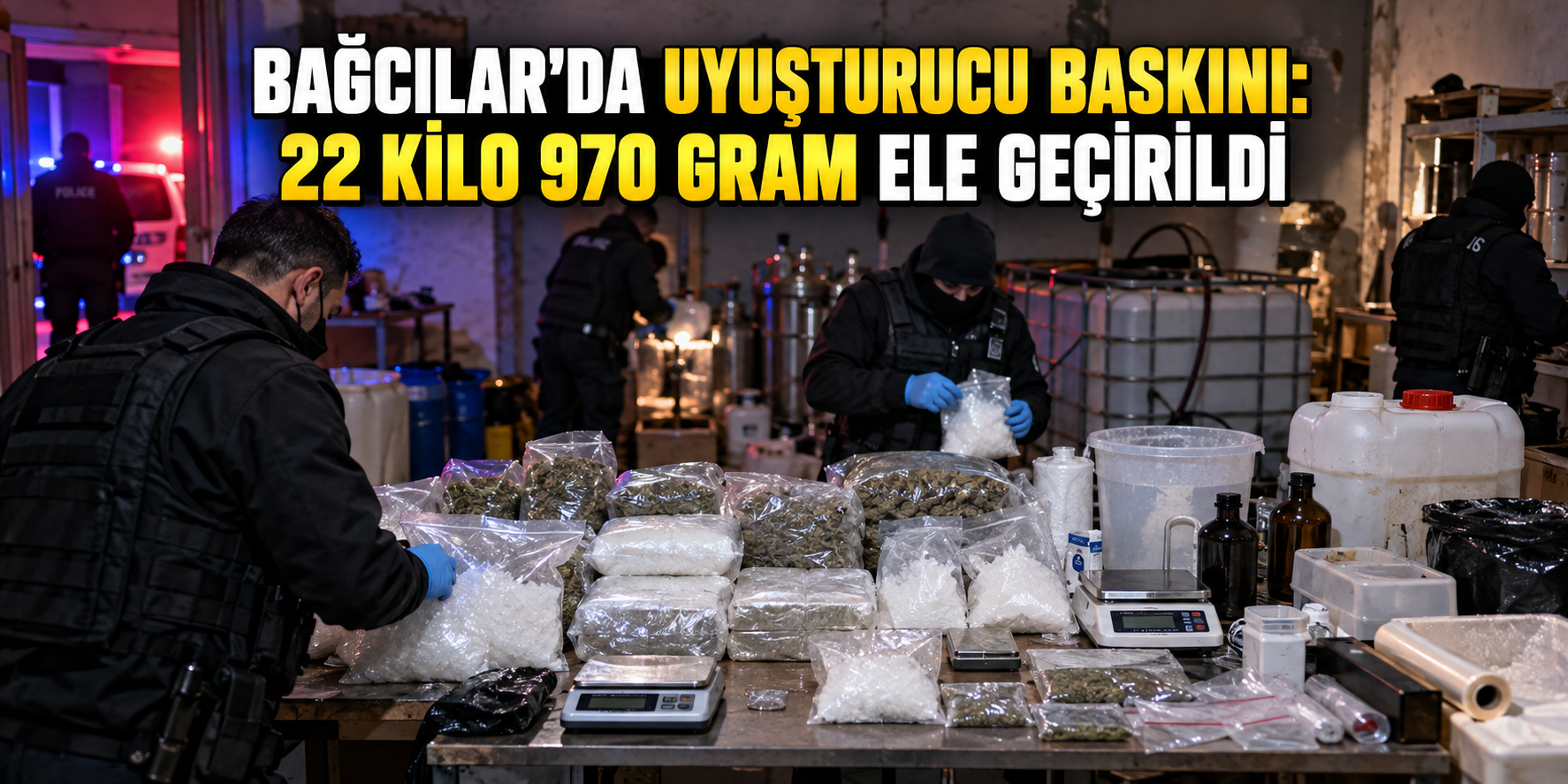 Bağcılar’da uyuşturucu baskını: 22 kilo 970 gram ele geçirildi