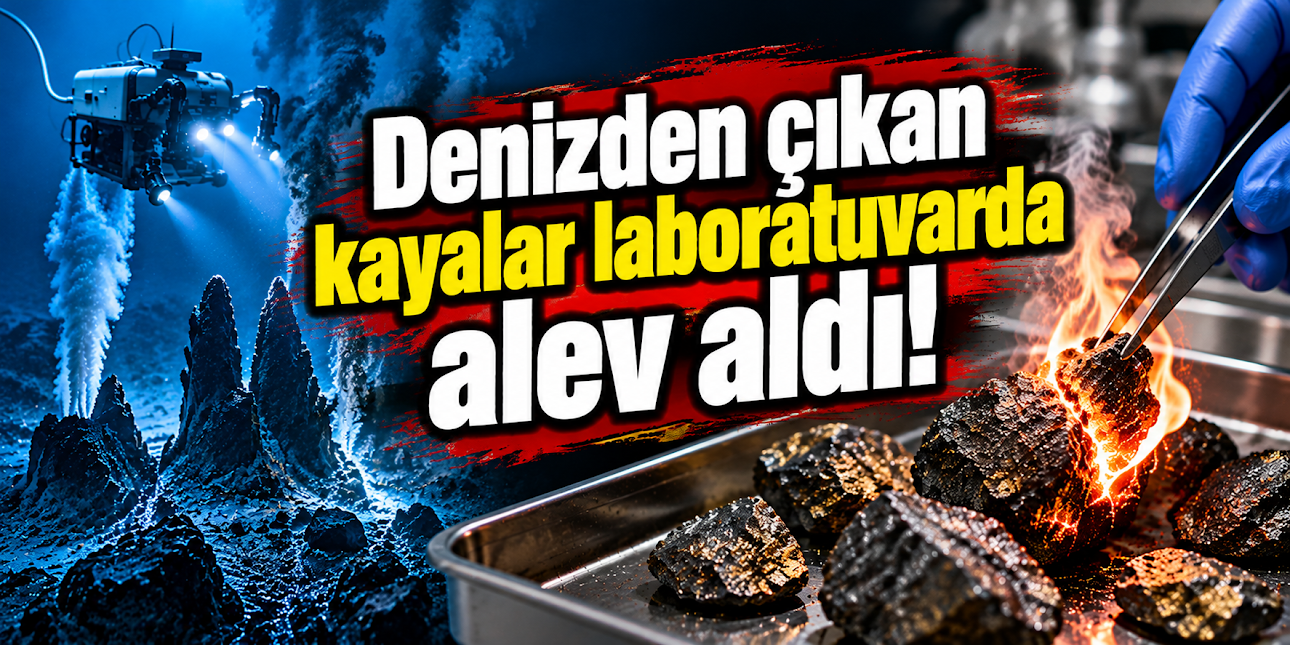 Denizden çıkarılan kayalar laboratuvarda kendiliğinden alev aldı!