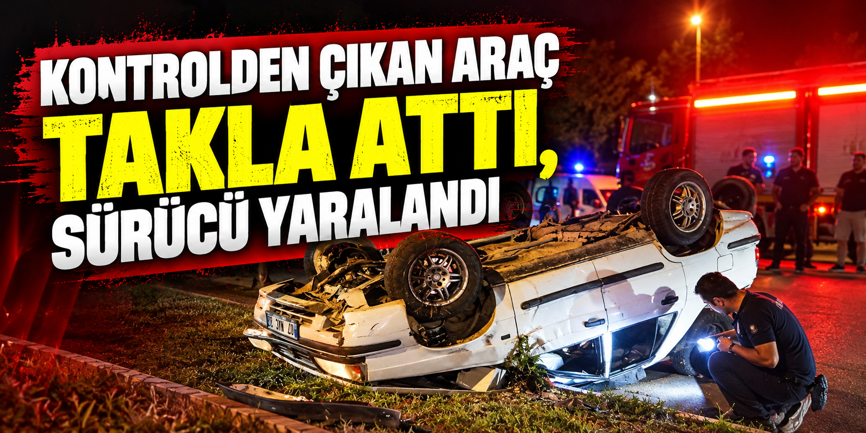Kontrolden çıkan araç takla attı, sürücü yaralandı