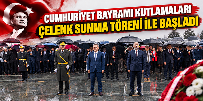 Cumhuriyet Bayramı kutlamaları çelenk sunma töreni ile başladı