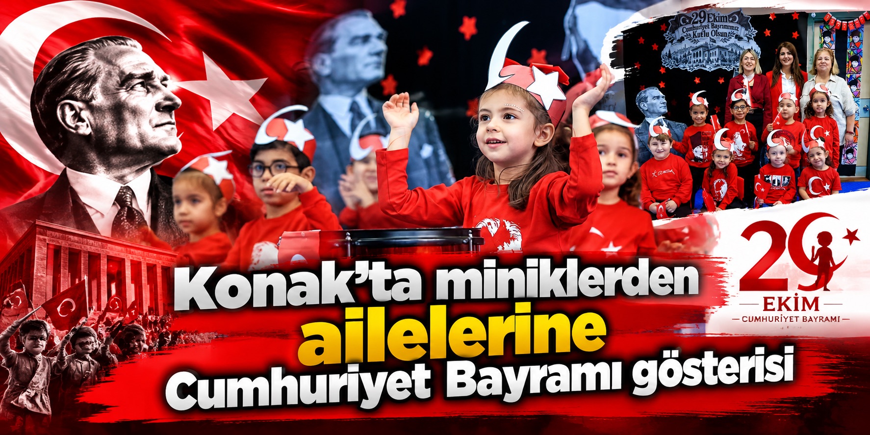Konak’ta miniklerden ailelerine Cumhuriyet Bayramı gösterisi