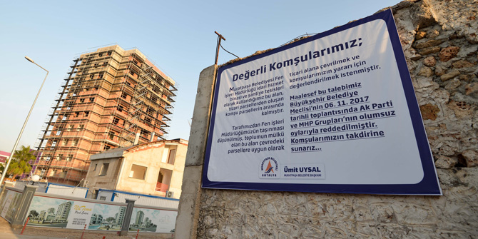 Fen İşleri şantiyesi’ne bilgilendirme panosu