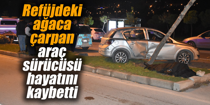 İzmir'de refüjdeki ağaca çarpan araç sürücüsü hayatını kaybetti
