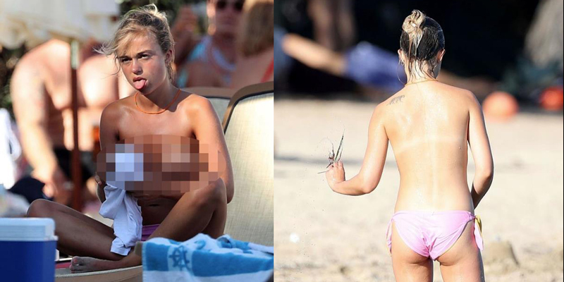 Üstsüz güneşlenirken poz verdi