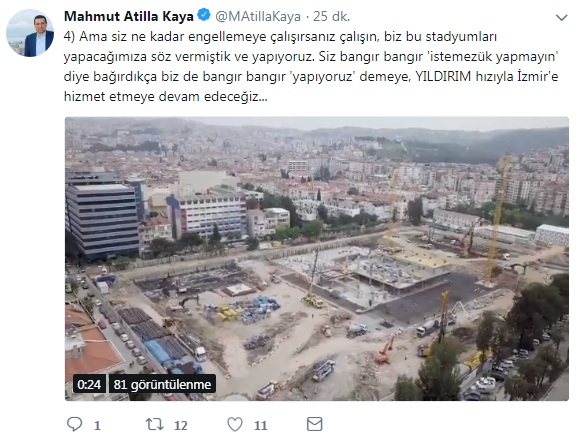 AK Partili Kaya, stadyumların videosunu yayınladı