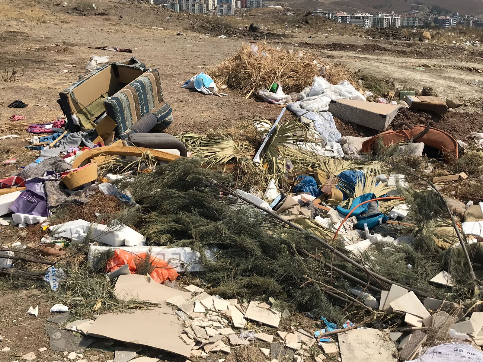 Menemen'de arsaya dökülen çöplerde "koltuk" bile var
