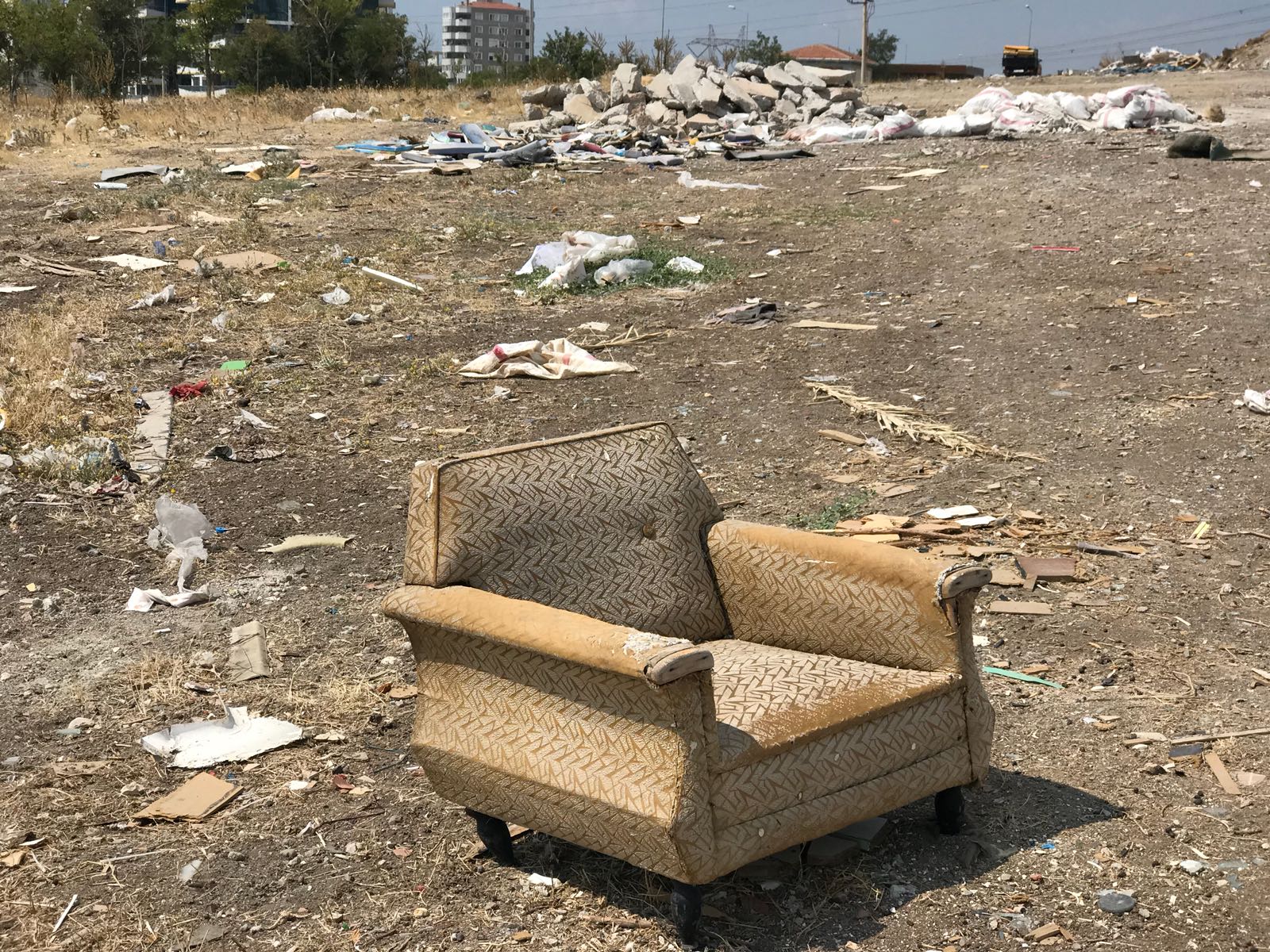 Menemen'de arsaya dökülen çöplerde "koltuk" bile var